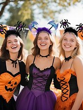 お買い得  ハロウィンアクセサリー-レディースハロウィンスパイダーヘッドバンド - かわいいグリッターブラックスパイダーデザインと紫の宝石、コスチュームパーティー、コスプレ、お祝いのお祝いに最適な柔らかい伸縮性のあるヘアアクセサリー
