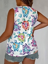 abordables Hauts-Femmes Grande taille Hauts T-shirt Graphique Animal Sans manches Col en V Occasionnel Quotidien Polyester Été Bleu