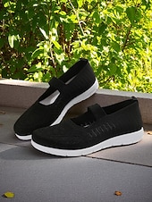 economico Sneakers da donna-Sneakers Mary Jane Flyknit da donna: scarpe da passeggio leggere con cinturino elastico per viaggi, palestra e weekend