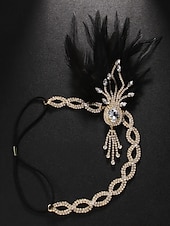 economico Accessori per capelli da donna-Copricapo di piume Gatsby anni &#039;20 da donna - cerchietto vintage con strass flapper per feste a tema anni ruggenti e balli in maschera