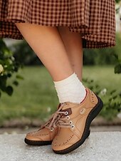 abordables Baskets femme-Chaussures décontractées à lacets en cuir violet pour femmes – Chaussures rétro confortables faites à la main pour le quotidien, les voyages et les activités de plein air