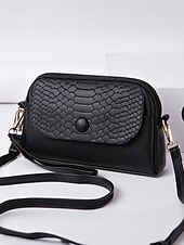 economico Borse a Tracolla-borsa a tracolla da polso in similpelle da donna con patta in stampa coccodrillo – elegante piccola borsa a tracolla per l&#039;uso quotidiano, i viaggi e il lavoro