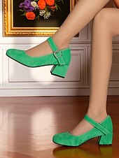 abordables Block Heels-Chaussures Mary Jane violettes à talons carrés pour femmes – Escarpins habillés en similicuir à bout rond avec bride réglable pour dames, idéales pour les sorties quotidiennes, les événements scolaires ou le bureau