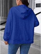 abordables veste à capuche-Femmes Veste Décontractée Confortable Respirant Avec Poches Mode Occasionnel Uni Occasionnel Tenue quotidienne Régulier À capuche Coupe régulière manche longue Vêtements d&#039;extérieur Bleu Ciel Noir