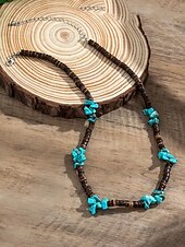 preiswerte Herrenschmuck-Herren Halskette Braun Grün Schwarz-Weiß Holz Türkis Bohemien Mode Ethno-Stil