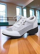 お買い得  ダンススニーカー-女性用通気性メッシュジャズダンススニーカー - プロの練習やパフォーマンスに最適な軽量レースアップシューズ