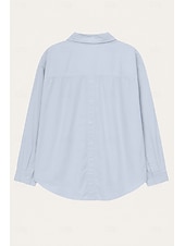billige Skjorter-dameskjorte i 100 % bomull ensfarget elegant hverdag stilig langermet skjortekrage vanlig topper arbeid daglig ferie hvit gul rosa blå grønn vår, høst, vinter, sommer