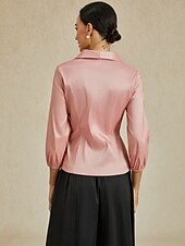 baratos Tops elegantes-Mulheres Côr Sólida à moda Aberto para a Lateral Com cinto Rosa empoeirada Verão Primavera Outono