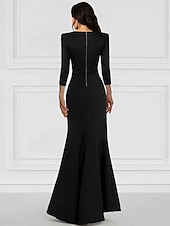 ieftine Rochii de smoking-Rochie de smoking Trompetă / Sirenă Sirenă Oficial Nuntă Invitat la nunta Crep stretch Elegant Manșon Lung Lungime Podea În V