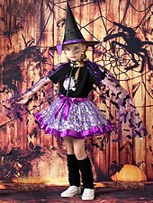 economico Accessori di Halloween-Mantello ragnatela di Halloween da donna: scialle in rete nera trasparente con colletto arricciato, mantello leggero in poliestere per feste in maschera, cosplay e travestimento da strega