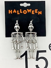 economico Accessori di Halloween-orecchini pendenti da donna a forma di scheletro di Halloween – materiale in lega, design a forma di osso mobile, divertenti gioielli spettrali per feste, cosplay ed eventi in costume