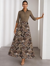 baratos Vestidos de Cocktail-Vestidos de coquetel em linha A, vestido elegante, formal, casamento, comprimento chá, manga 3/4, gola estilo camisa, cetim com miçangas florais, renda 2025