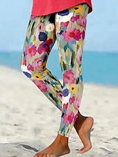 economico Arte &amp; Design Stampa-Per donna Leggings Vacanza Vintage Stile Etnico Lunghezza intera Vita Alta Floreale Grafico Stampa 3D Morbido Confortevole Elasticizzato All&#039;aperto Casa Casual Rosa Estate Primavera Autunno