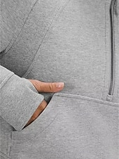baratos Tops Simples-Mulheres Pulôver Moletom Com Capuz Tecido Casual Manga Longa Com Capuz Tops regulares Rua Dia a Dia Patchwork Zíper Bolsos Branco Rosa cáqui Cinzento Outono Inverno