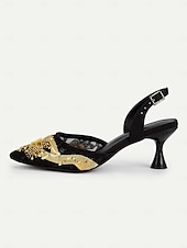 abordables Années 1920-Escarpins à bride arrière en maille à paillettes Art déco pour femmes – Chaussures de soirée à bout pointu inspirées des années 1920 pour mariages, soirées et costumes Gatsby