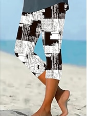 billige Kunst og design trykk-Dame Leggings Ferie Årgang Etnisk stil Capris Høy Midje Grafisk Abstrakt comfy Utendørs Bekvem Elastisk utendørs Feriereise Avslappet Svart Sommer Vår Mager