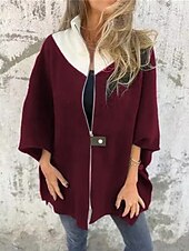 preiswerte Trenchcoats-Damen Mantel Freizeitjacke Warm Bequem Patchwork Reißverschluss Mode Modern Lässig Farbblock Ausgehen Wochenende Reisverschluss Regulär Stehkragen Normale Passform Dreiviertelarm Oberbekleidung