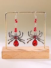 abordables Boucle d&amp;#39;oreille pour femme-Boucles d'oreilles pendantes araignées d'Halloween pour femmes – design en alliage de cristal coloré, bijoux légers pour fêtes, cosplay et événements en boîte de nuit