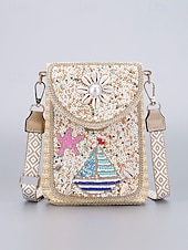 economico Borse a Tracolla-Borsa a tracolla con perline da donna con design a farfalla colorata, stile bohémien, borsa a tracolla casual e da viaggio per donna, perfetta per spiaggia, vacanze e gite estive