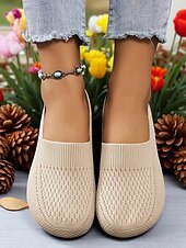 economico Slip-ons e mocassini da donna-scarpe slip-on da donna a punta larga – comode ballerine in Flyknit traspirante, perfette per l&#039;uso quotidiano, i viaggi, il giardino e le attività all&#039;aperto