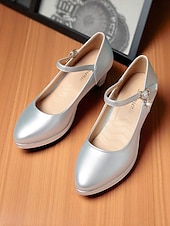abordables Block Heels-Escarpins Mary Jane rouges à talon moyen pour femmes – chaussures habillées classiques à bout rond avec bride à la cheville et breloque pour dames, idéales pour le bureau, l&#039;église ou les événements semi-formels