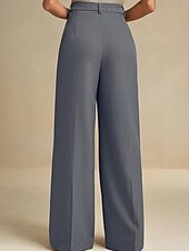 billiga breda ben och hög midja-Dam Brett skaft Byxor Streetwear Ledigt Fullängd Naturlig Slät Elastisk midja Bekväm Gata Helgdag Dagliga kläder Aprikos Grå Svart Vit Höst Normal