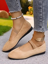 baratos Sapatilhas de mulher-sapatilhas mary jane brancas femininas – sapatos casuais com tiras para passeios no jardim, piqueniques na fazenda e escapadelas de fim de semana