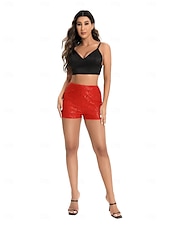 abordables Bermuda-Femmes Shorts Mode Occasionnel Longueur mollet Naturel Scintillant Paillettes Confortable Décontracté Quotidien Argent Noir Champagne Jaune Été Printemps Slim
