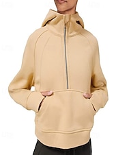 cheap Plain Tops-Women&#039;s Pullover Hoodie Sweatshirt Plain Streetwear Casual Long Sleeve Hooded Regular Tops Street Holiday Zipper Light Pink Black Pink Red Navy Blue Winter