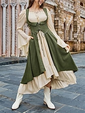 cheap Dresses-Medieval Renaissance Cocktail Dress Cosplay Costume Prom Dresses Viking Outlander Fancy Dress Women's Celtic Pirate Fantasy Masquerade LARP Ren Faire Festival Adults' Dress