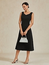 cheap Cocktail Dress-Women&#039;s Midi Dress Sheath Dress A Line Dress Elegant Wedding Party Wedding Guest Regular Fit Solid Color Sleeveless V Neck Gray Pink Black Burgundy Navy Blue Summer Spring Fall Winter