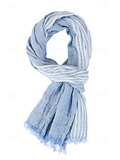 cheap Men&#039;s Ties &amp; Bow Ties-Men&#039;s Striped Cotton Scarf – Lightweight Soft Fringed Wrap for Fall &amp; Winter, Casual Vintage Style Shawl for Travel, Daily Wear &amp; Outdoor Activities