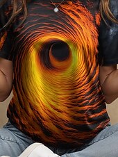 abordables T-shirt Art &amp; Design-Femmes T-shirt Graphique Abstrait ancien Élégant Classique Manche Courte Col ras du cou Col rond Hauts Réguliers Quotidien Imprimé Bleu Orange Été Printemps