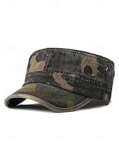 preiswerte Herrenhüte-Militär-Kadettenmütze im Camouflage-Look für Herren – Baumwollkappe im Army-Stil mit verstellbarer Passform für Outdoor-Abenteuer und Streetwear