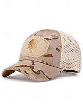 preiswerte Herrenhüte-Taktische Baseballkappe mit Totenkopf-Stickerei für Herren – verstellbare Netzrückseite, Camouflage-Stil, lässige Outdoor-Sportmütze für Halloween-Partys und den Alltag