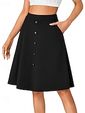 abordables Jupes unies-Femmes Jupe Occasionnel Au-dessus du genou Taille Basse Jupes Uni Avec Poches Micro-Élastique Vacances Rue Noir Rouge Bleu Marron Automne Polyester