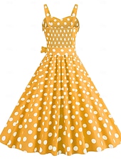levne Šaty-Retro 50. léta Rockabilly Polední Šaty Houpací šaty Flare šaty S páskem Popruh na špagety Puntíkované A-Linie Dámské Karneval Denní nošení Čajový dýchánek Retro tematická párty Dospělí Šaty Jaro léto