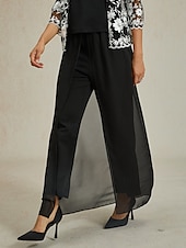 cheap Pants-Women&#039;s Culottes Wide Leg Elegant Vacation Fashion Long High Waist Black Summer Spring Fall