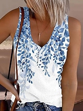 economico Serbatoio Grafico-Per donna Canotta a canotta Stampato Floreale Grafico Vintage Elegante Casual Senza Maniche Senza maniche Scollo a V Top Regolari Quotidiano Blu Rosa Azzurro cielo Grigio Estate Primavera