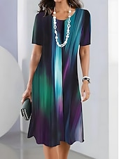 cheap Art&amp;Design Dress-Women&#039;s Mini Dress T Shirt Dress Tee Dress Sundress Shift Dress A Line Dress Vacation Casual Beach Party Daily Tea Party Regular Fit Ombre Graphic Short Sleeve Crew Neck Black Pink Sky Blue Dark Blue