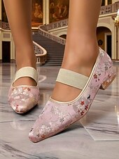 cheap 1920s-Women&#039;s Light Blue Jacquard Mary Jane Flats - Rococo Inspired Comfortable Walking Shoes with Floral Embroidery and Elastic Strap, Medieval Fairy Tale Style for Vintage Lovers, Costume Parties, and Dai