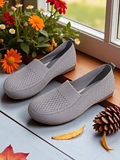 economico Slip-ons e mocassini da donna-scarpe slip-on da donna a punta larga – comode ballerine in Flyknit traspirante, perfette per l&#039;uso quotidiano, i viaggi, il giardino e le attività all&#039;aperto