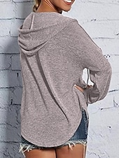 abordables Hauts Simples-Femmes Sweat à capuche Uni Occasionnel manche longue À capuche Hauts Réguliers Rue Tenue Quotidienne Noir Rose Claire Bleu Gris Automne Hiver