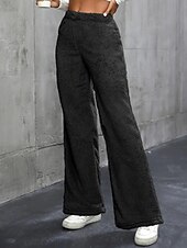 economico gamba larga e vita alta-Per donna Gamba larga Pantaloni Eleganti Streetwear Casual Lunghezza intera Naturale Semplice Elastico in vita Confortevole Ferie Uscire Weekend Grigio Nero Bianco Cachi Autunno Vestibilità regolare