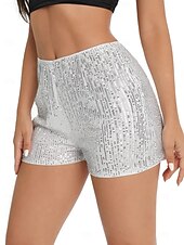 abordables Bermuda-Femmes Shorts Mode Occasionnel Longueur mollet Naturel Scintillant Paillettes Confortable Décontracté Quotidien Argent Noir Champagne Jaune Été Printemps Slim