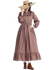  250e jubileum VS 19e eeuw jaren 1800 Cosplay kostuum Prairiejurk Pionier Meisje Koloniaal Pionier Onafhankelijkheidsoorlog Kostuum Dames Halloween Carnaval 4 juli Volwassenen Kleding Schort
