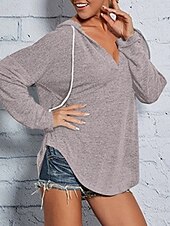 abordables Hauts Simples-Femmes Sweat à capuche Uni Occasionnel manche longue À capuche Hauts Réguliers Rue Tenue Quotidienne Noir Rose Claire Bleu Gris Automne Hiver