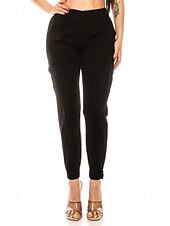 cheap Women&#039;s Cargo Pants-Women&#039;s Cargo Pants Slacks Streetwear Casual Full Length Natural Plain Pocket Soft Holiday Weekend Dark Yellow claret Forest Green Camel Fall Regular Fit