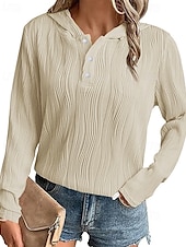 economico Felpe e Sweatshirt Texturizzati-Per donna Felpa con cappuccio Semplice Streetwear Casual Comodo Manica Lunga Con Cappuccio Top Regolari Streetwear Ferie Uscire Bottoni Bianco Rosa Beige Autunno