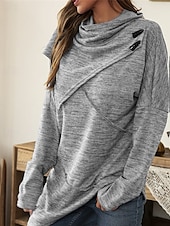 preiswerte Damen Einfache Oberteile-Damen Pullover Mode Täglich Lässig Einfarbig Gerippt Kapuze Gestrickt Langarm Normale Oberteile Stricken Täglich Ferien Ausgehen Schwarz Wein Herbst Winter